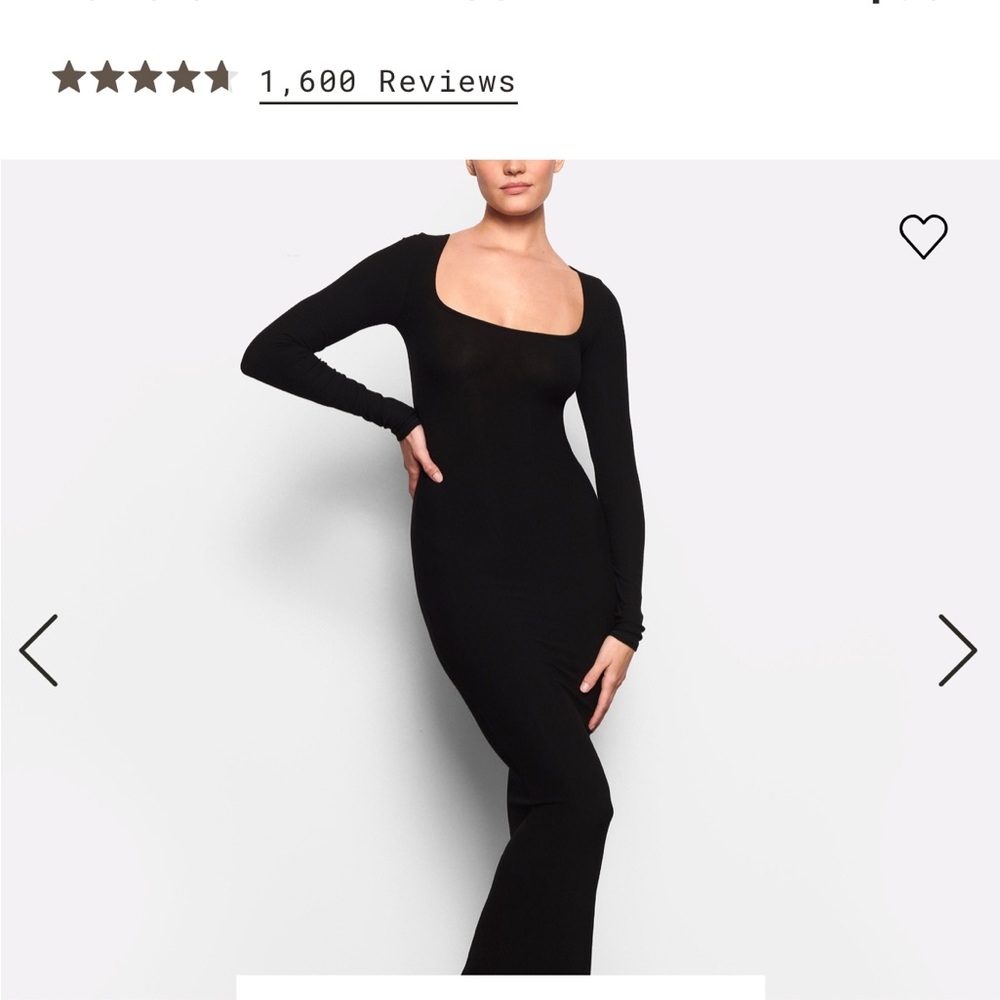 NEW WITH TAGS ~ SKIMS Black Soft Lounge Long Sleeve Maxi Dress
